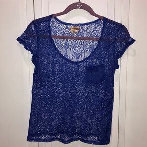 See through blue top